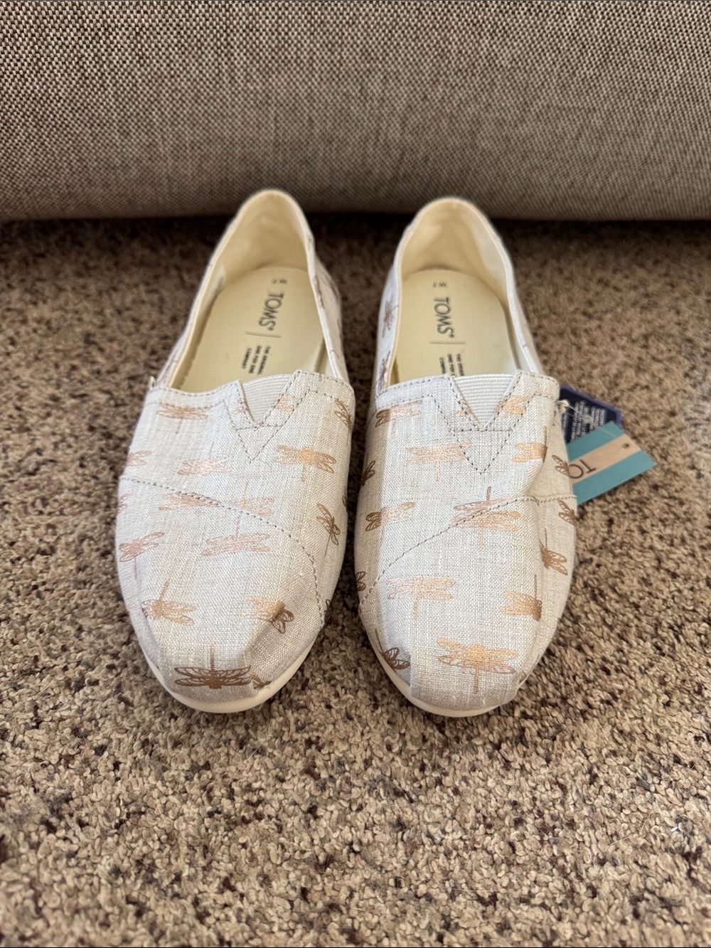 TOMS Beige Dragonfly Canvas Slip-Ons - Picture 5 of 5